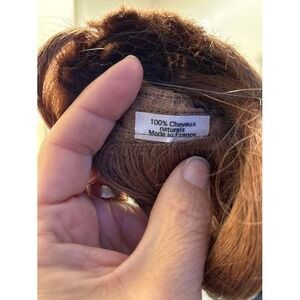 Vintage 6" Human Hair Doll Wig Made in France Auburn Reddish Brown Bangs Flip